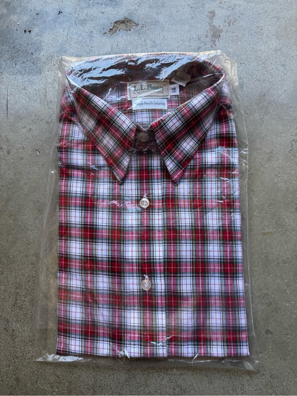 VTG LL Bean dead stock red plaid shirt size 14 - Picture 1 of 3